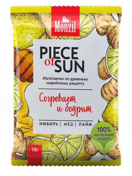 Имбирный напиток Monzil «Piece of Sun» с лаймом в саше-пакетике